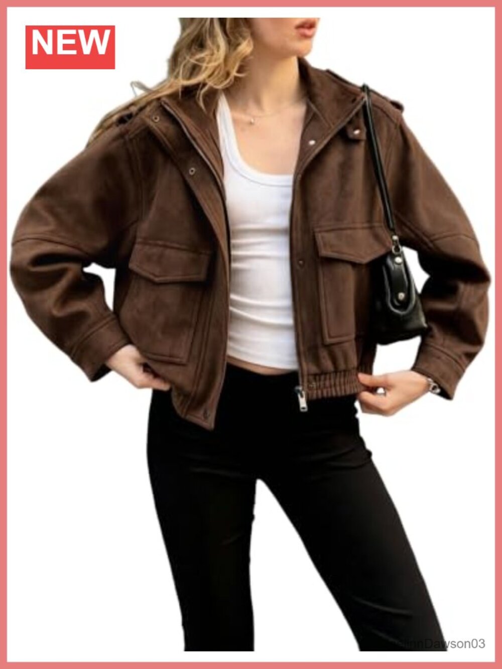 Faux Suede Cropped Oversized Bomber Jacket Womens Casual Zip Up